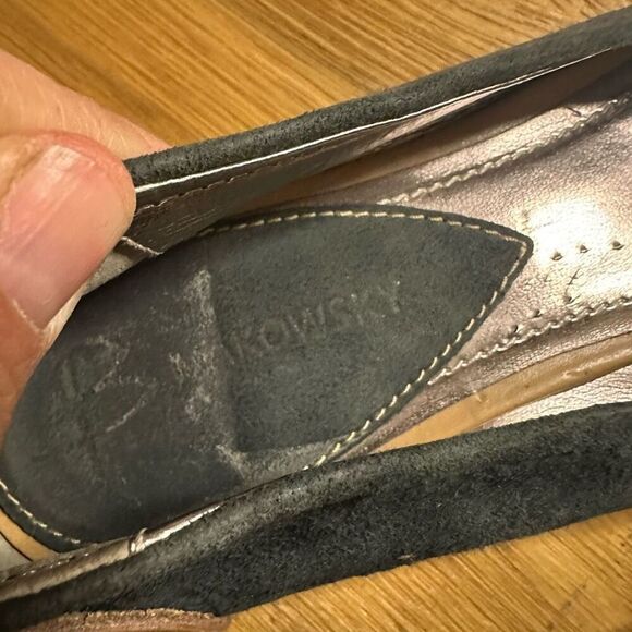 B Makowsky Remi Blue gray Brown Accent Studded Leather Ballet Flats 9.5 - Picture 7 of 9